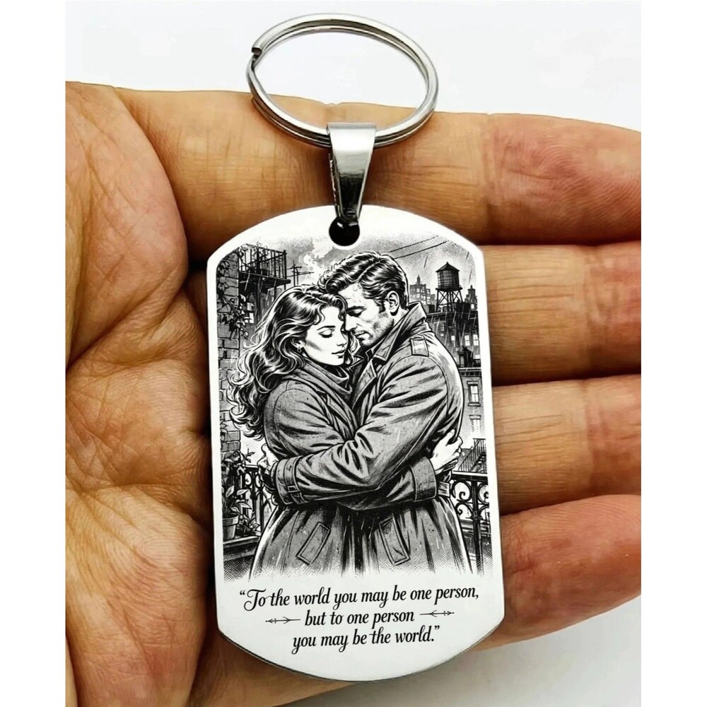 That One Person Is World TO Me Reminder Lover Stainless Keychain Baby Hug Kiss